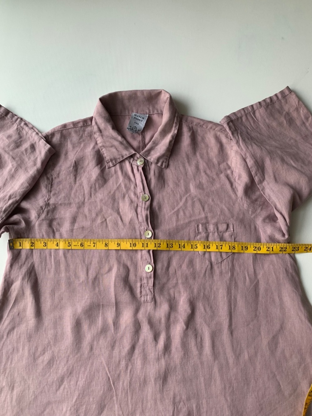Match Point 100% Linen ¼ Button-Front Linen Tunic Size M Made in USA - Picture 10 of 11